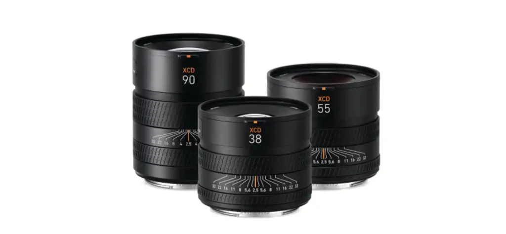 핫셀블라드 XCD 렌즈 3종 (38V, 55V, 90V) 클로즈업, X2D II 시스템의 고성능 리프 셔터 렌즈군