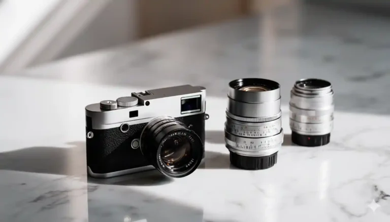 라이카 M11-P와 APO-Summicron, Noctilux 50mm f/1.2 복각판, Summilux 35mm f/1.4 II 등 M 마운트 렌즈 3종 비교. 60MP 센서에 최적화된 TACO의 렌즈 라인업.