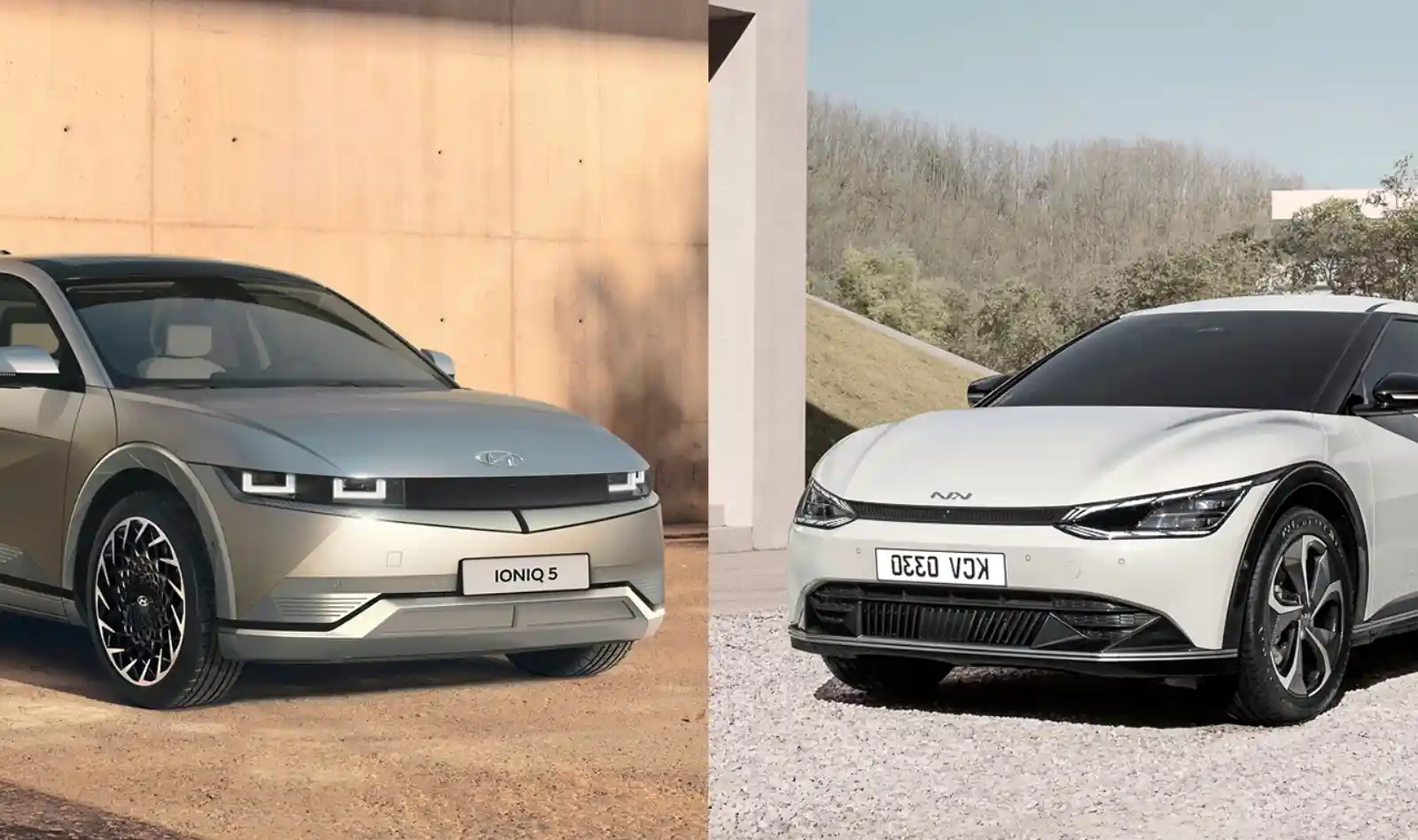 2025 현대 아이오닉 5와 기아 EV6 나란히 비교, E-GMP 플랫폼 기반 전기차 디자인 차이