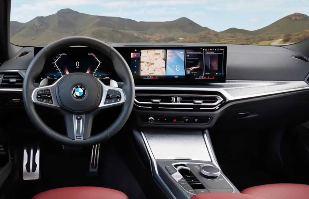 BMW M340i LCI 2 실내, 토글 기어와 iDrive 8.5 커브드 디스플레이