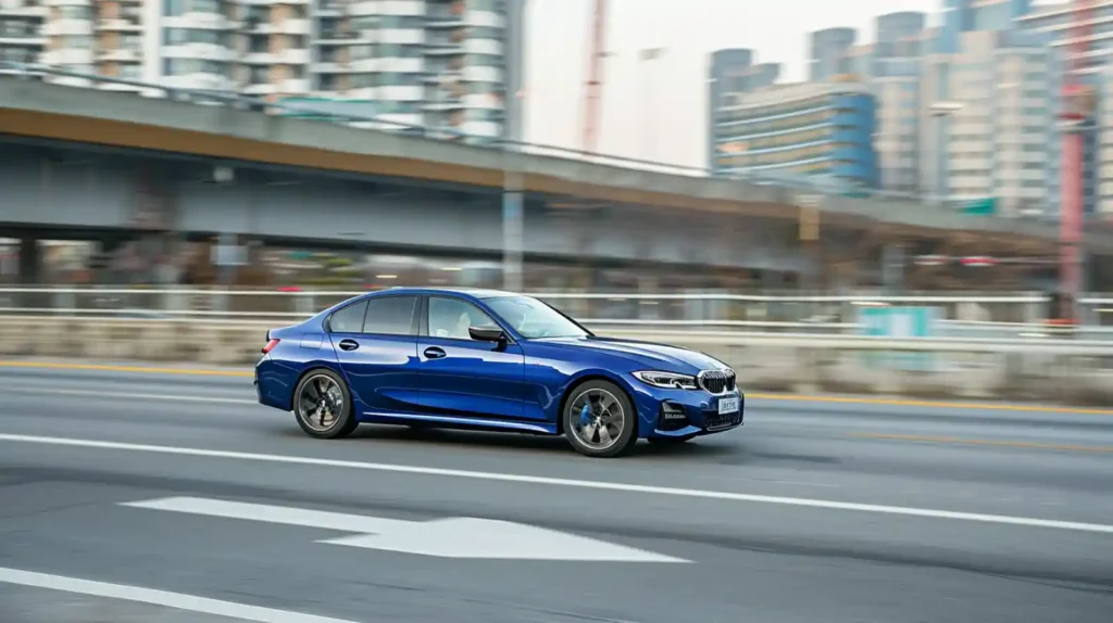 M340i 도심 고가도로 주행 여유로운 차선 변경 안정적인 주행