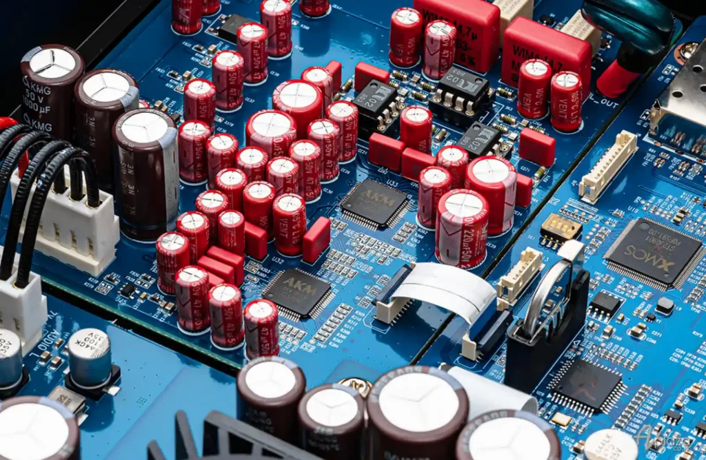 하이파이 DAC 내부 전원부 - AKM 칩과 전해 커패시터로 구성된 아날로그 스테이지