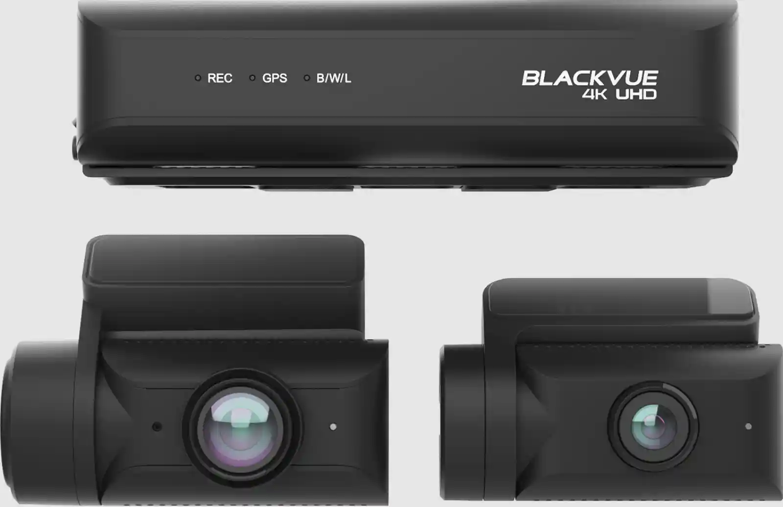 BlackVue DR970X Plus LTE 4K UHD 블랙박스 본체 및 전후방 카메라 구성
