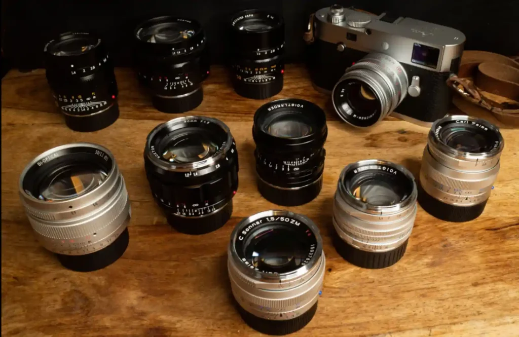 라이카 M 마운트 50mm 렌즈 컬렉션 - 다양한 브랜드와 세대의 표준 렌즈들