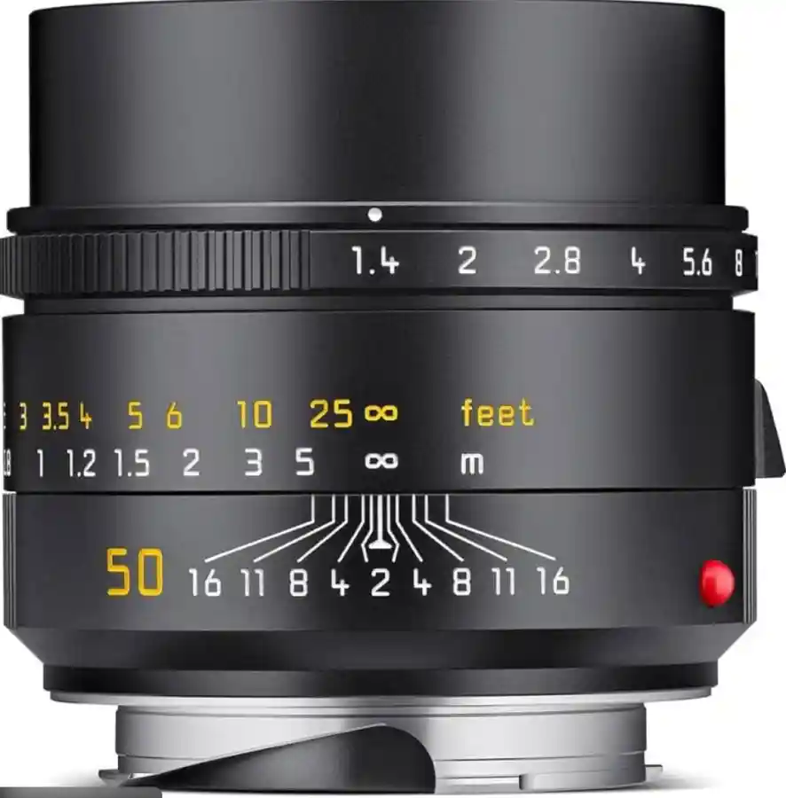 라이카 주미룩스 50mm f/1.4 ASPH 렌즈 - 블랙 크롬 마감과 렌즈 후드