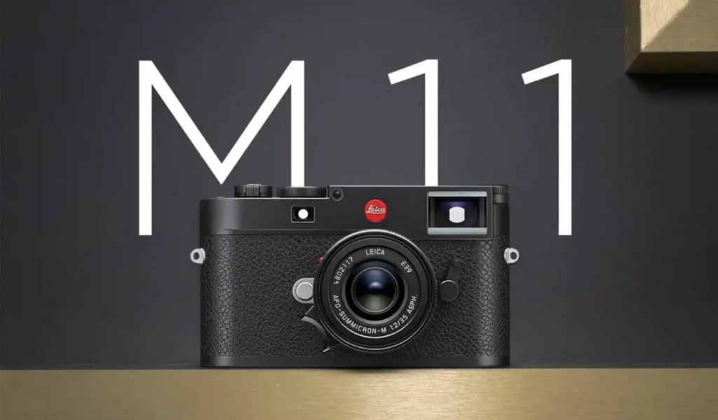 라이카 M11 블랙 바디 정면 모습 APO-Summicron-M 렌즈 장착 붉은 라이카 로고