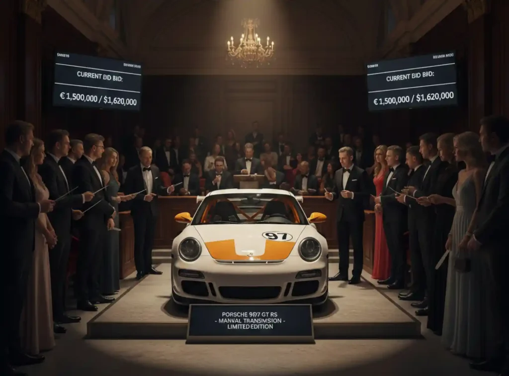 포르쉐 997 GT3 RS 수동변속기 모델 경매 - 150만 유로에 입찰 중인 한정판 클래식 스포츠카