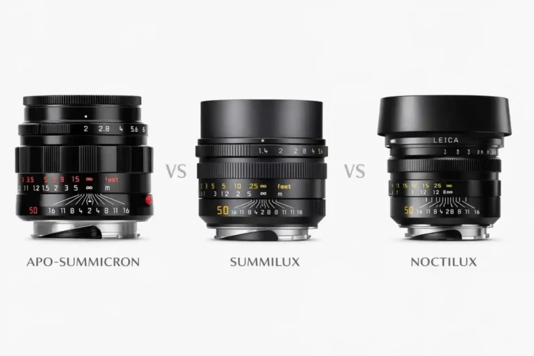 라이카 50mm 렌즈 비교 — APO 주미크론 vs 주미룩스 vs 녹티룩스 f/1.2 크기 비교