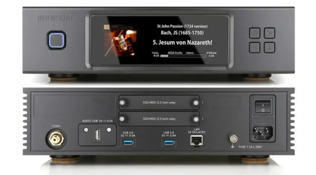 오렌더 N200 스트리머 전면과 후면 – DAC 없이 디지털 트랜스포트 역할에 집중한 설계