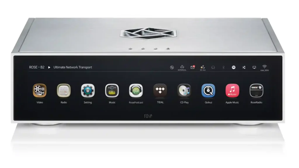 하이파이로즈 RS130 전면 터치스크린 – Apple Music, TIDAL, Qobuz 네이티브 앱 화면
