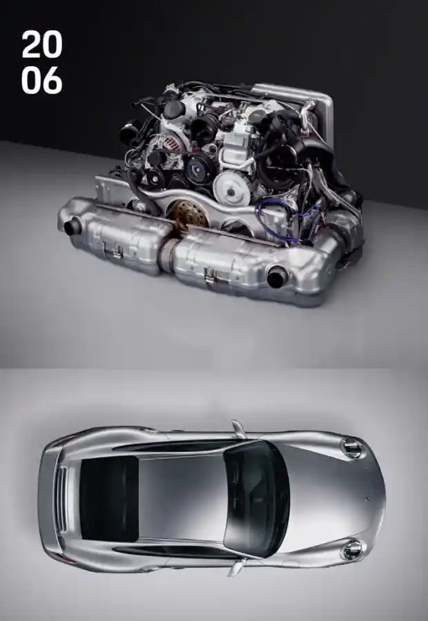 2006년 포르쉐 911 수랭식 플랫식스 엔진 구조 비교 이미지